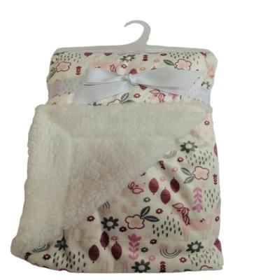 China PORTABLE wholesale polyester and sherpa baby plush soft touch print minky blanket for sale