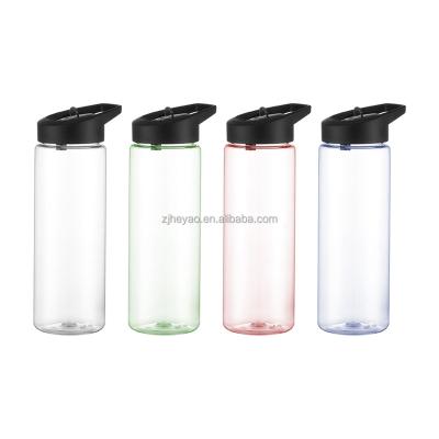 China Custom Logo 750ml Clear Sustainable Bpa Titran Free Reusable Plastic Water Bottles Sport Drink With Straw for sale