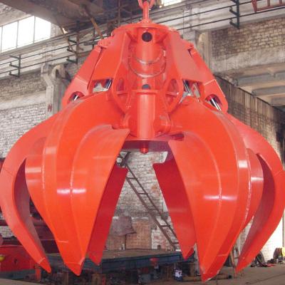 China Motor-hydrulic steel plant trusses steel chute continuously electric grab bucket orange peel grapples for sale