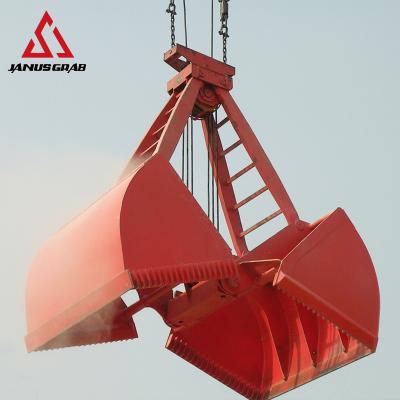 China Bulk Grain Certificated Steel Load Fertilizer Grain Clamshell Four Rope Grab Bucket Watertight Crane for sale