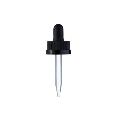 China Non Refillable Bulb Rubber 24mm Dropper Plastic Dropper Cap With Glass Pipette for sale