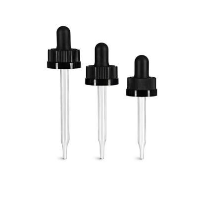 China 20mm Bulb Oil Dropper CCT Non Refillable Dropper Cap Rubber Dropper With Glass Pipette for sale