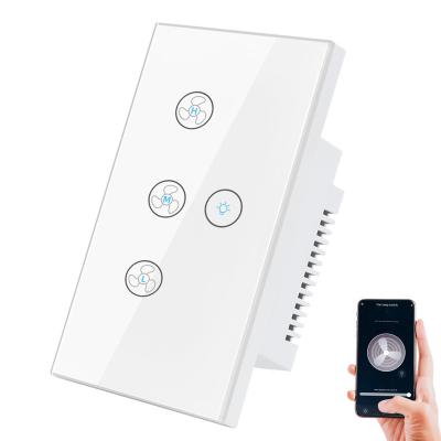 China Timer Function YIERYI WIFI Smart Tuya Touch Panel Fan Light US100-220v APP Control Speed ​​Alexa Google Home Control Glass Switch for sale