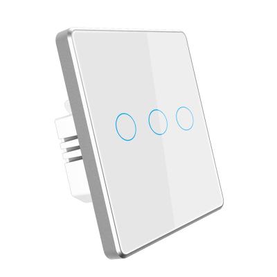 China EU UK Zigbee Tuya Switch Wall Light Zigbee Tuya 1/2/3 Strip Capacitorless Smart Retention Magnetic Relay Aluminum Touch Wall Switch for sale