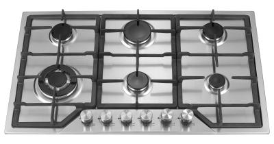 Chine Fraise-mère de gaz de brûleur à l'acier inoxydable 6, gaz Cooktop de 6 brûleurs avec l'appui de casserole d'émail à vendre