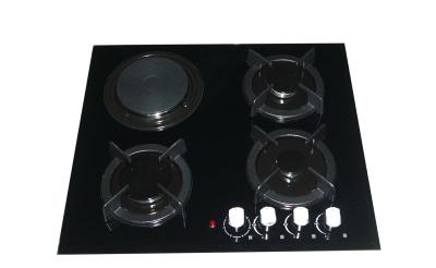 China 8mm Tempered Glass Three Burner Gas Stove + 1 Electric Gas Hob for Kitchen for sale