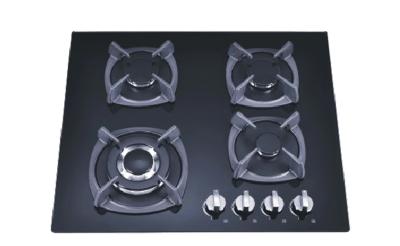 China Black Glass Gas Hob 4 Burner , Kitchen 4 Burner Glass Top Gas Stove Auto Ignition for sale