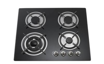 China Black Tempered Galss Top 4 Burner Gas Hob Auto Ignition With 220V for sale