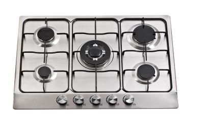 China SS Top 5 Burner Gas Cooktop With Auto Igntion Enamel Pan Support Bikelite Knob for sale