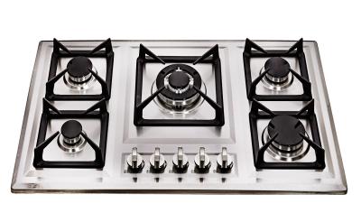 China Glass Top / Stainelss Steel Kitchen Gas Hobs 5 Burner With Anto Pulse Ignition for sale