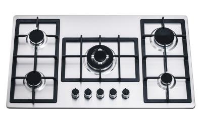 China 201/304 Stainless Steel 90cm 5 Burner Gas Hob With Cast Iron Pan Support for sale