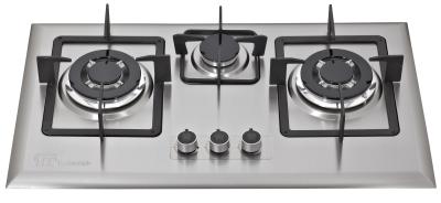 China Stainless Steel 3 Burner Kitchen Gas Hobs 590x510mm Auto Ignition With 220V for sale