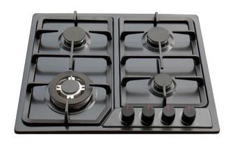 China 60CM Black 4 Burner Gas Hob , LPG Gas Stove 4 Burner SUS Stainless Steel Panel for sale