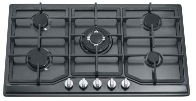 China Black Stainless Steel Black Gas Hob 5 Burner , 86cm Five Burner Gas Stove for sale