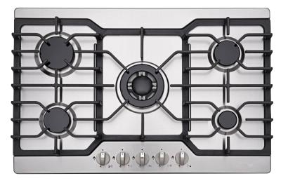 Cina Fresa del gas dell'anello del principale 5 dell'acciaio inossidabile della cucina/gas Cooktop 76cm con il ghisa pesante in vendita