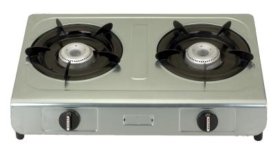 China Table Top Electric Ignition Gas Stove With 2 Burner Stainless Steel Panel for sale