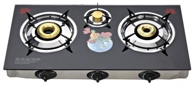 China Tempered Glass Top 3 Burner Gas Stove , Table Top 3 Burner Gas Cooktop for sale