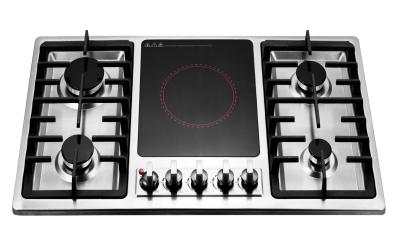 China Stainless Steel Multiple cooktops 5 Burners Gas electric combination cookers for sale