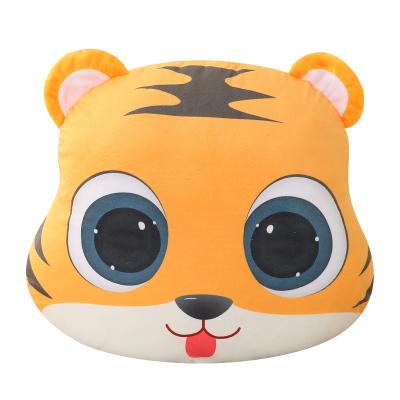 China Cartoon Style Anti-static Tiger Head Printed Plush Pillow Cushion for sale