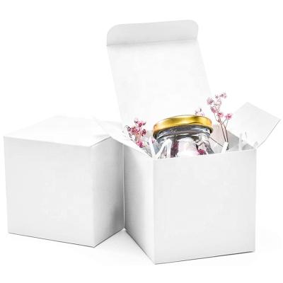 China Wholesale Recyclable White Foldable Gift Boxes 3 x 3 x 3 inch Recycled Square Cardboard Paper Gift Boxes with Lids for Party Favors for sale