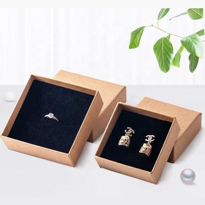 China Wholesale Recyclable Luxury Kraft Paper Jewelry Box With Custom Logo Lid And Base Jewelry Box for sale