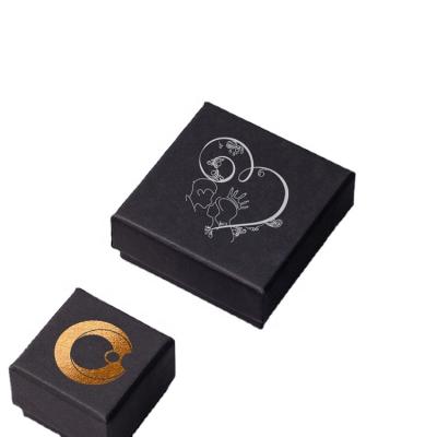 China Recyclable Custom Black Cardboard Jewelry Gift Box Rigid Black Lid And Base Jewelry Box for sale