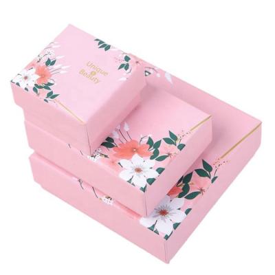 China Recyclable Custom Luxury Coated Paper Jewelry Packaging Box With Logo Rose Lid And Base Jewelry Box for sale