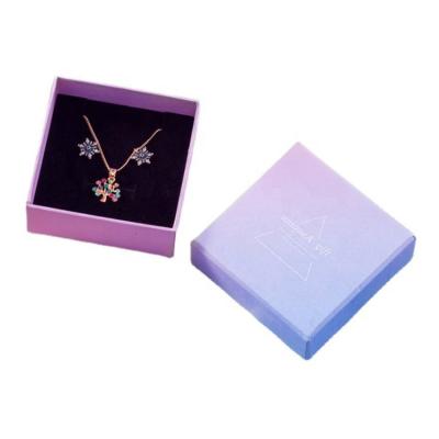 China Recyclable Luxury Custom Pink Blue Gradient Color Cardboard Jewelry Gift Boxes With Logo Lid And Base Boxes For Jewelry for sale