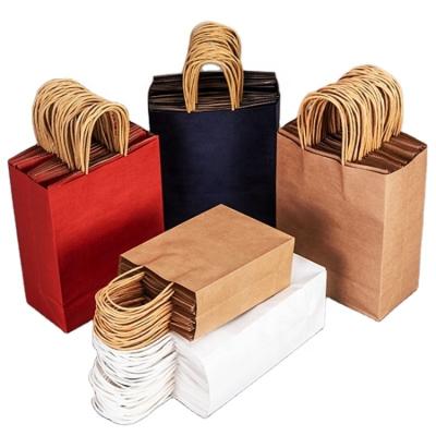 China Recycled Materials Customized Colored Recyclable Kraft Paper Bags With Logo Brown Paper Bags With Handles for sale