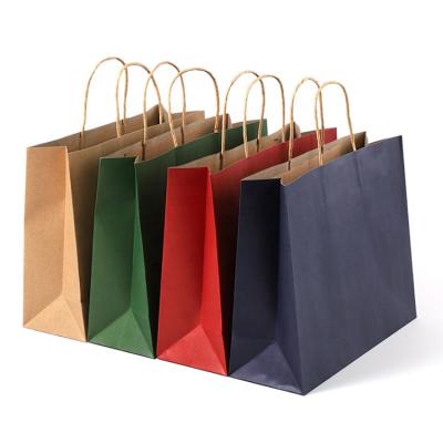 China Biodegradable Wholesale Custom Colored Kraft Paper Bags With Your Own Logo Brown Shopping Paper Suitcase With Handle for sale