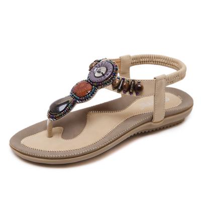 China Itec Product Sandal Woman Large Size Summer Fashion Trend Women Sandals Thailand Style Beaded Ankle Running Retro Beach Flat Sandals For Ladies for sale