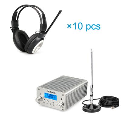 China FM Broadcast System Wireless Transmitter + 10 Earphone Radio Station For Church Meeting Translation TR502 for sale