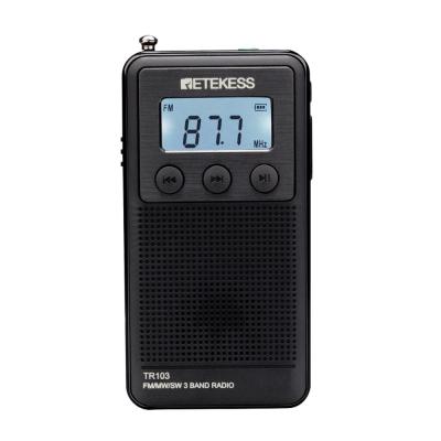 China World Band PORTABLE Mini Digital Pocket Tuning MP3 AM FM MW Switch Pocket Radio with Rechargeable Battery Retekess TR103 for sale