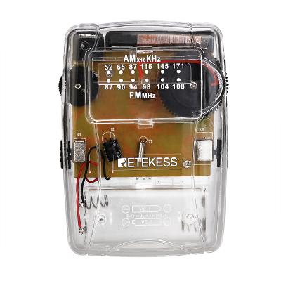 China Clear Transparent Shell AM FM Pocket Radio RETEKESS TR624 for sale