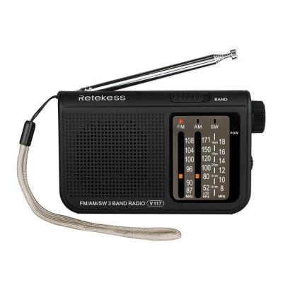 China Portable Home Emergency World FM AM 3 Switches 3 Band Radio Radio Receiver Retekess V-117 for sale