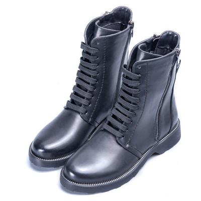 China Wholesale Increasing Size Chunky Heel Ankle Boots Leather Boots Platform Female Motorcycle Shoes Women Boots for sale