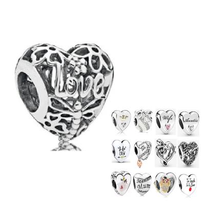 China Popular 925 Sterling Silver Love Heart Charm Bead Fit Women Bracelet&necklet Gift for sale