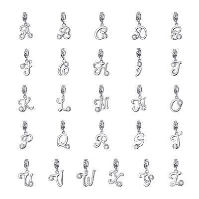 China TRENDY 925 Sterling Silver Charm 26 Letter Women's DIY Pendant Bracelet Accessories for sale