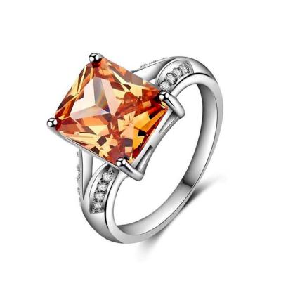 China CLASSIC Luxury Ring Orange Crystal Diamond Wedding Engagement Rings For Women Gift for sale