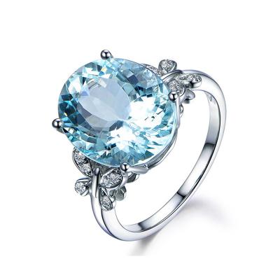 China Wholesale CLASSIC Sapphire Ring Oval Diamond Rings Big Stone Jewelry For Woman Wedding Gift Female Platinum-Plated Zircon Inlaid Ring for sale