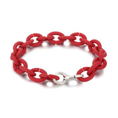 China Europe X Ring Jewelry 925 Sterling Silver Red Rubber Base Bracelet DIY Bracelet For Men And Women for sale