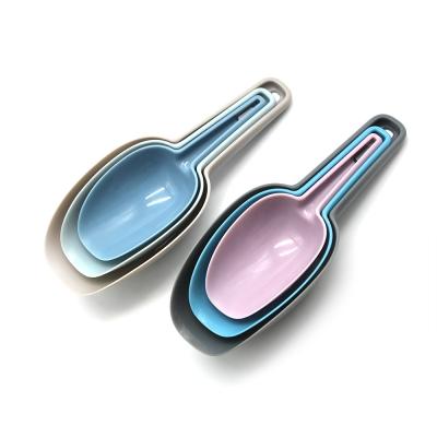 China Whosale New Design Disposable 3 Interlocking Plastic Collapsible Food Scoop Sets Interlocking Ice Scoop For Kitchen Baking Tools for sale