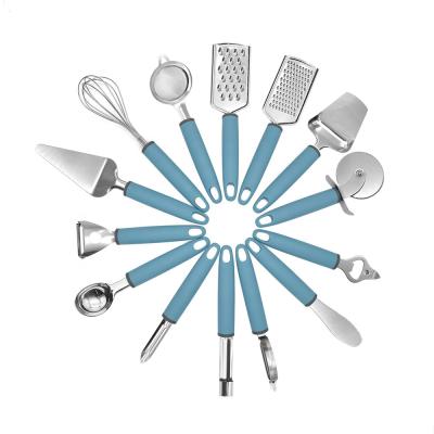 China Best Quality Sustainable 14pcs Cooking Classic Stainless Steel Kitchen Gadgets With PP Handle for sale