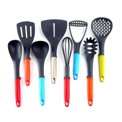 China Durable Colored Plastic Kitchenware Handle Black Nylon Kitchen Cookware Cookware Sets In Utensils for sale