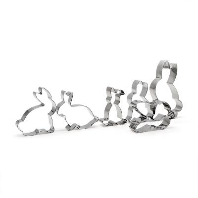 China Sustainable 6pcs/set Stainless Steel Rabbit Cookie Cutters Set For Baking Tools for sale