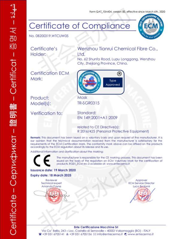 CE - Wenzhou Tianrui Chemical Fibre Co., Ltd.