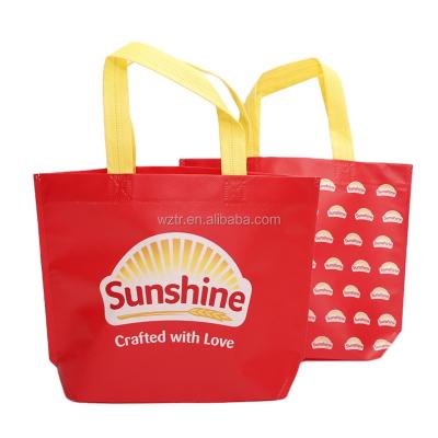 China Customized Handled Logo PP Ultrasonic Laminated Non Woven Shopping Bag for sale