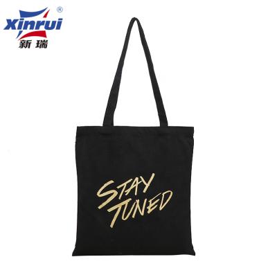 China Fashionable Eye-Catching Events Custom Printed Cotton Canvas Tote Bag With Golden Logo Printing for sale