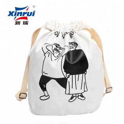 China Drawstring bags/100% cotton fabric cotton bag/adjustable canvas cotton drawstring backpack cotton school bag for sale