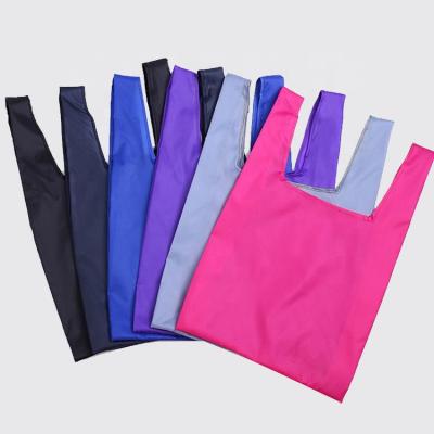 China Factory direct reusable nylon foldable folding shopping bag the pocket polyester bag for sale